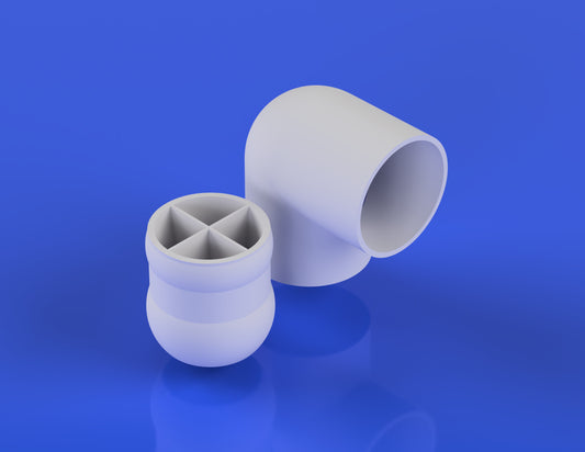 Return water insert and 90 degree bend. Screw on connection.